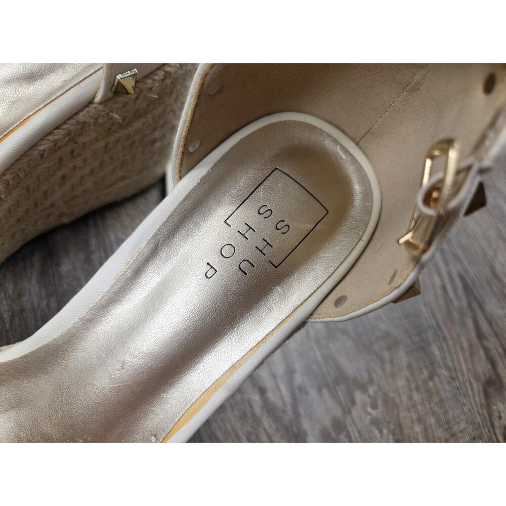 SHUSHOP espadrille wedge sandals Whitney Heels Gold Studs Shoes Size 9 - Picture 3 of 8